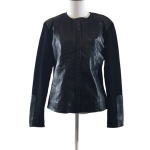 Originaux Paro‎ Pablo Black Knit Genuine Leather Jacket Womens Medium Zip Up